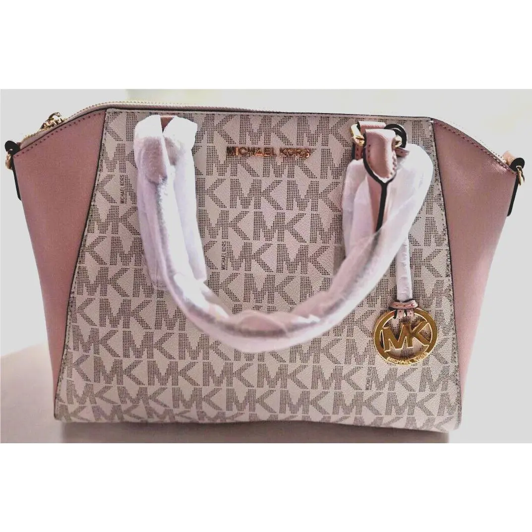 Michael Kors Ciara Large Top Zip Satchel Handbag Vanilla Ballet Pink Msrp: