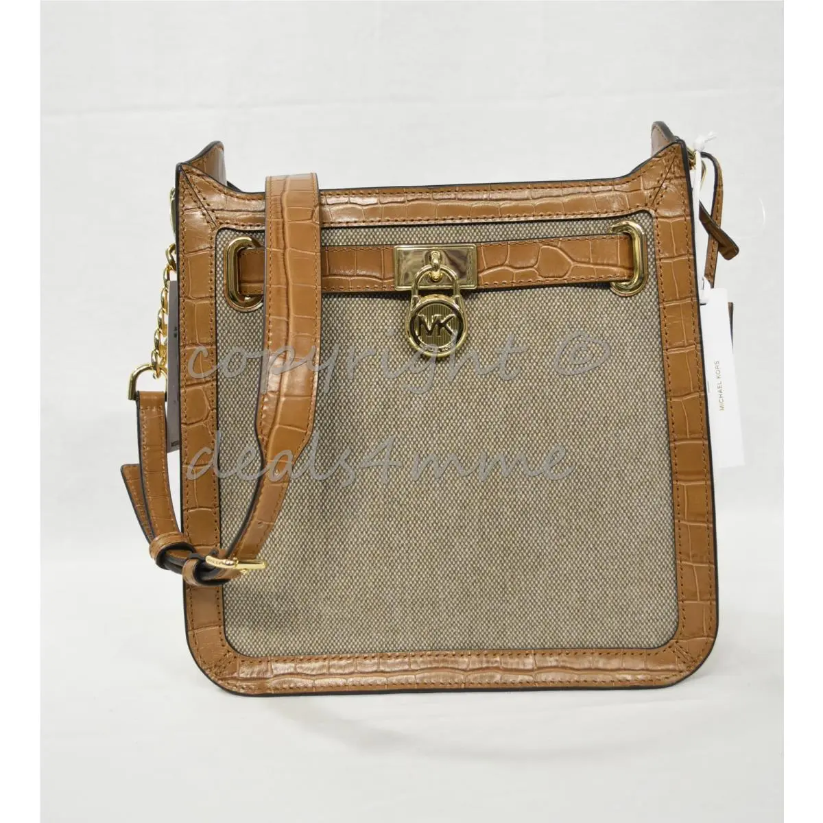 Michael Kors Hamilton Canvas/leather Medium North South Messenger/shoulder Bag