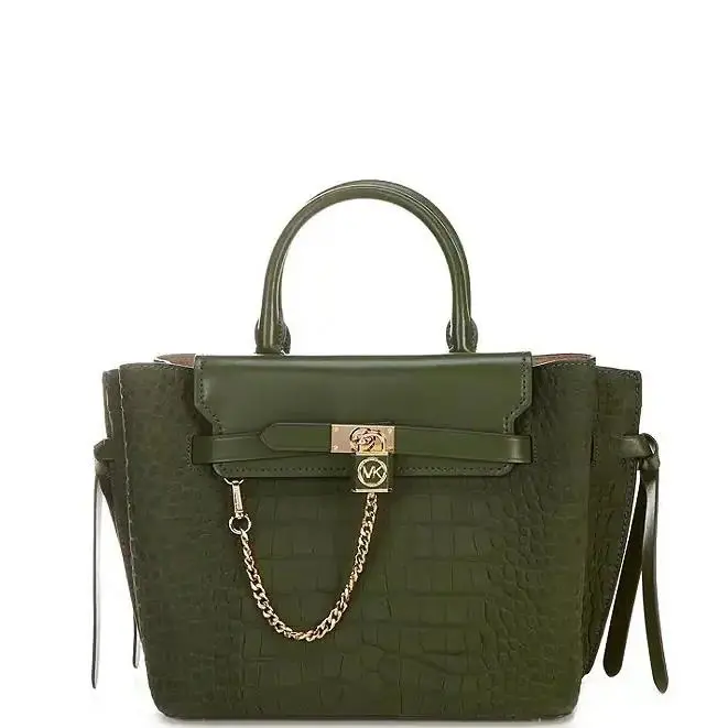 Michael Kors Hamilton Legacy Crocodile Embossed Leather Belted Satchel Handbag