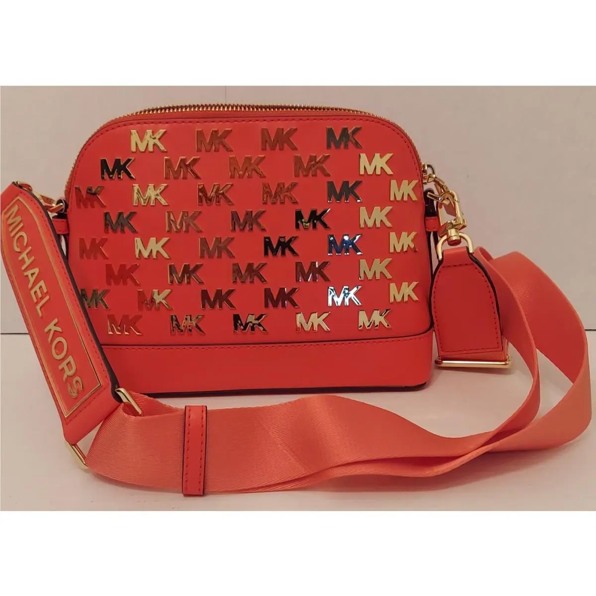 Michael Kors Jet Set Large Embellished Leather Dome Crossbody Bag