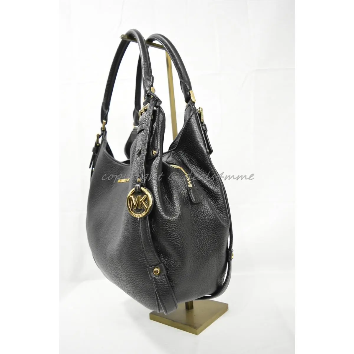 Michael Kors Bedford Belted Large Leather Shoulder Tote in Black