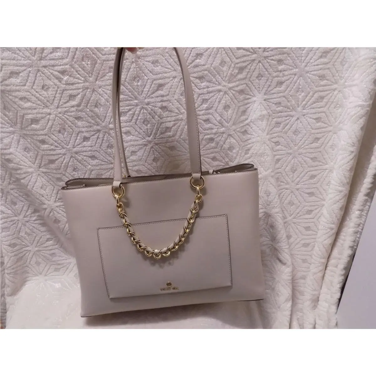 Michael Kors Bag Handbag Cece Md Chain Tote Bag Light Sand