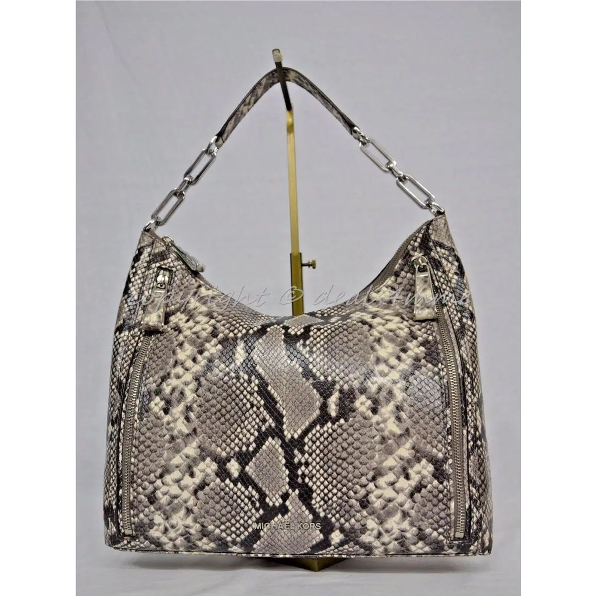 Kors Matilda Large Embossed-leather Shoulder Bag - Natural