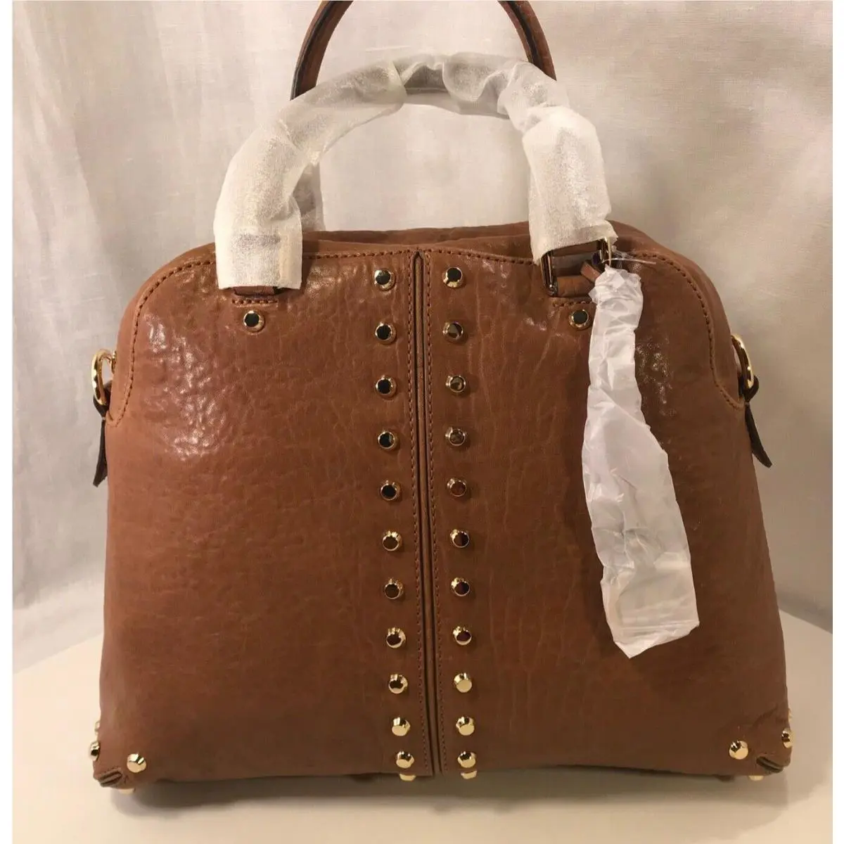 Michael Kors Handbag Astor LG Walnut Satchel Leather Studs