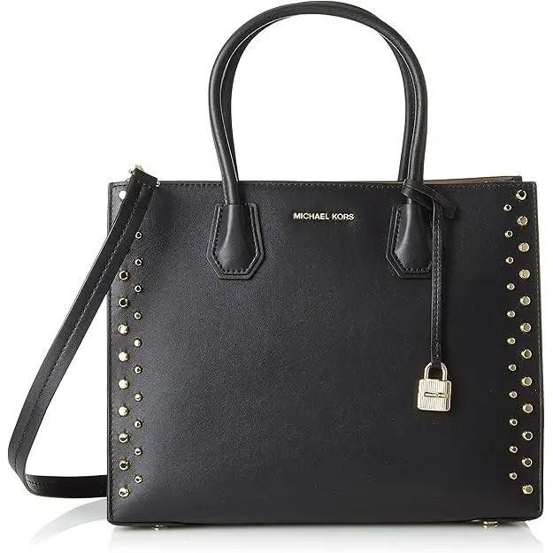 Michael Kors Womens Mercer Stud Grommet Satchel Black Medium