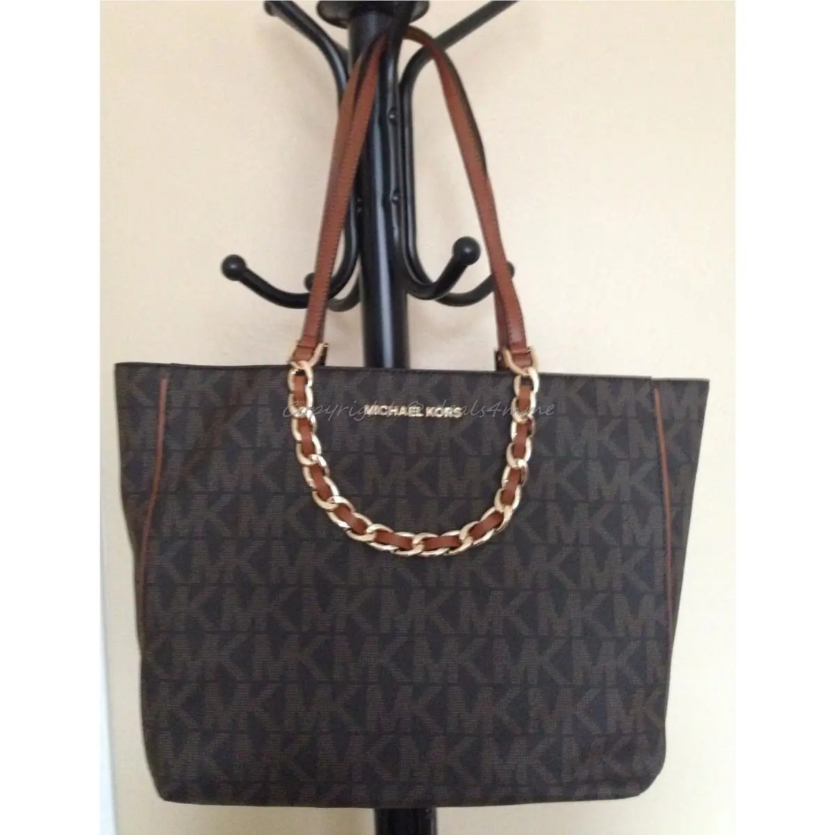 Michael Kors Jet Set East West Signature `mk` Harper Tote in Brown