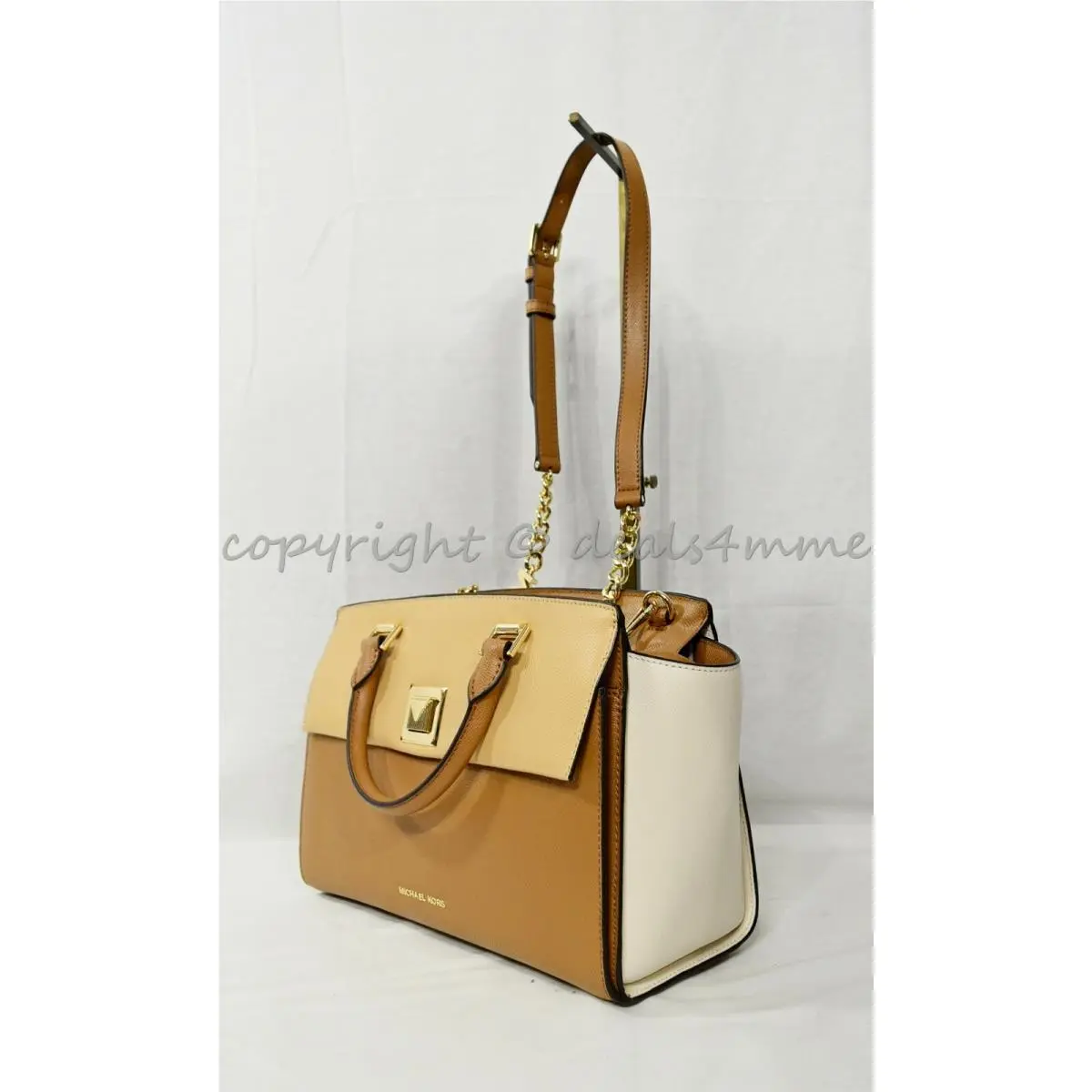 Michael Kors 30S9GYLS2T Sylvia Medium Top Zip Leather Colorblock Satchel/shoulde