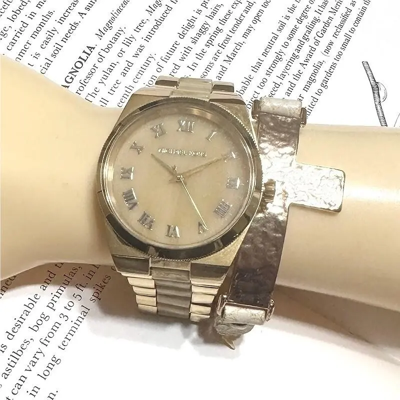 Michael Kors Channing Horn Brown- Gold Dial Quartz Ladies Watch MK6152