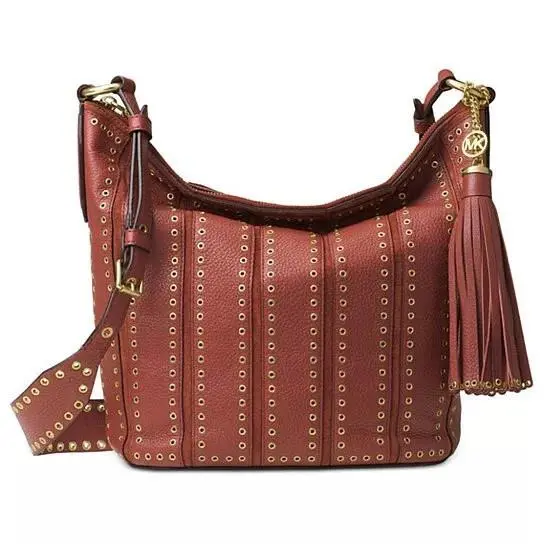 Michael Kors Brooklyn Grommet Leather Feed Bag Retail
