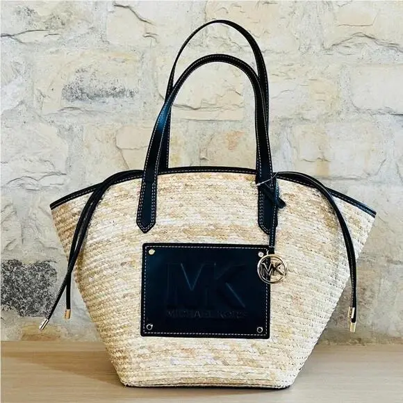 Kimber Large Bucket Drawstring Tote Shoulder Bag Black by Michael Kors