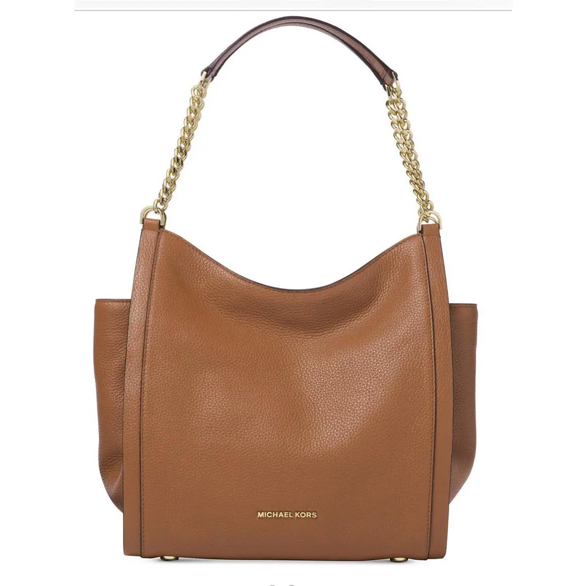 Michael Kors Bury Medium Chain Shoulder Tote Leather Gold Bag Luggage
