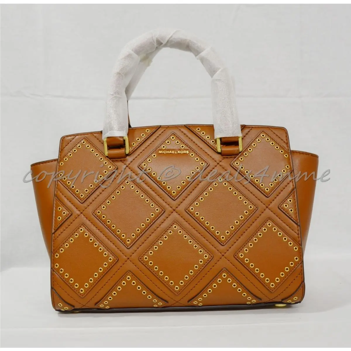 Michael Kors Diamond Grommet Medium Selma Top Zip Leather Satchel/shoulder Bag