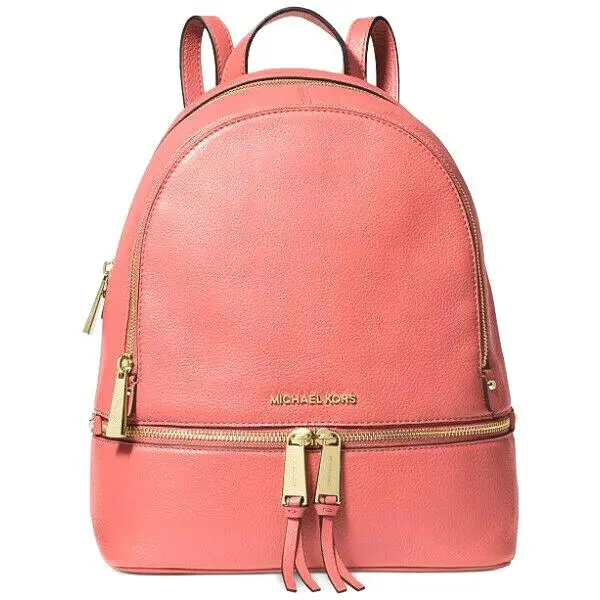 Michael Kors Rhea Zip Medium Backpack Pink Venus Leather Travel School