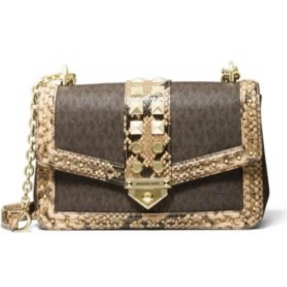 Michael Kors Women`s Soho Frameout Chain Shoulder Bag Camel Push Lock