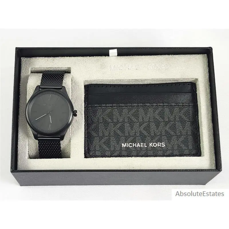 Oversized Slim Runway Black Mesh Watch Mens Gift Set MK1075SET by Michael Kors