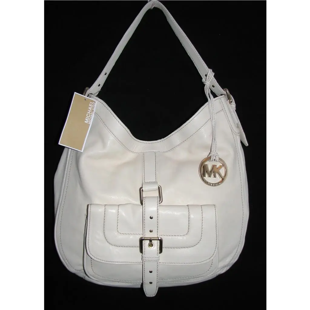 Michael Kors Vanilla White Desert Leather Large Shoulder Bag Purse