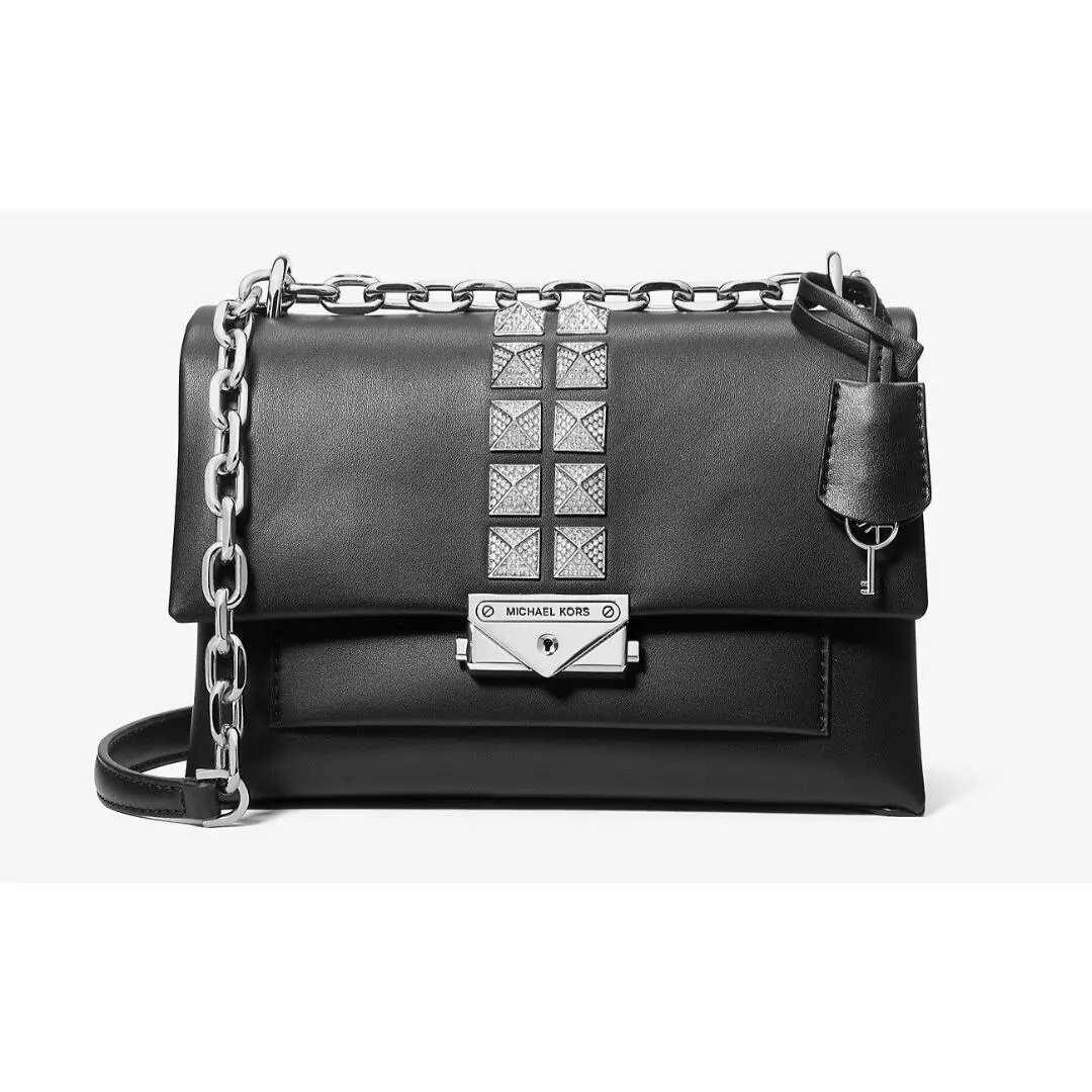 MK Michael Korsecece Medium Studded Shoulder Bag Black