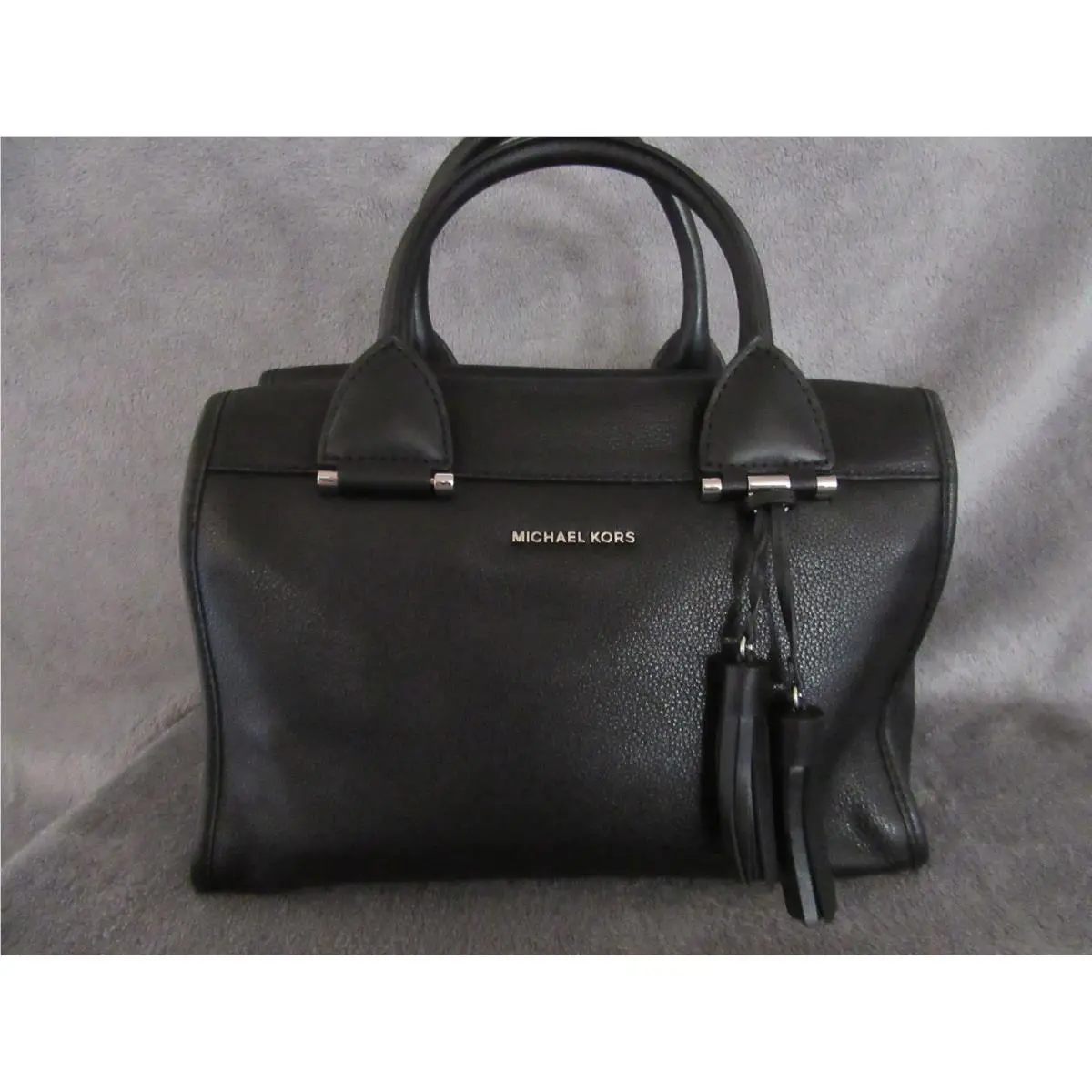 Michael Kors 30F6STXS3L Geneva Large Satchel Black Leather Purse Handbag