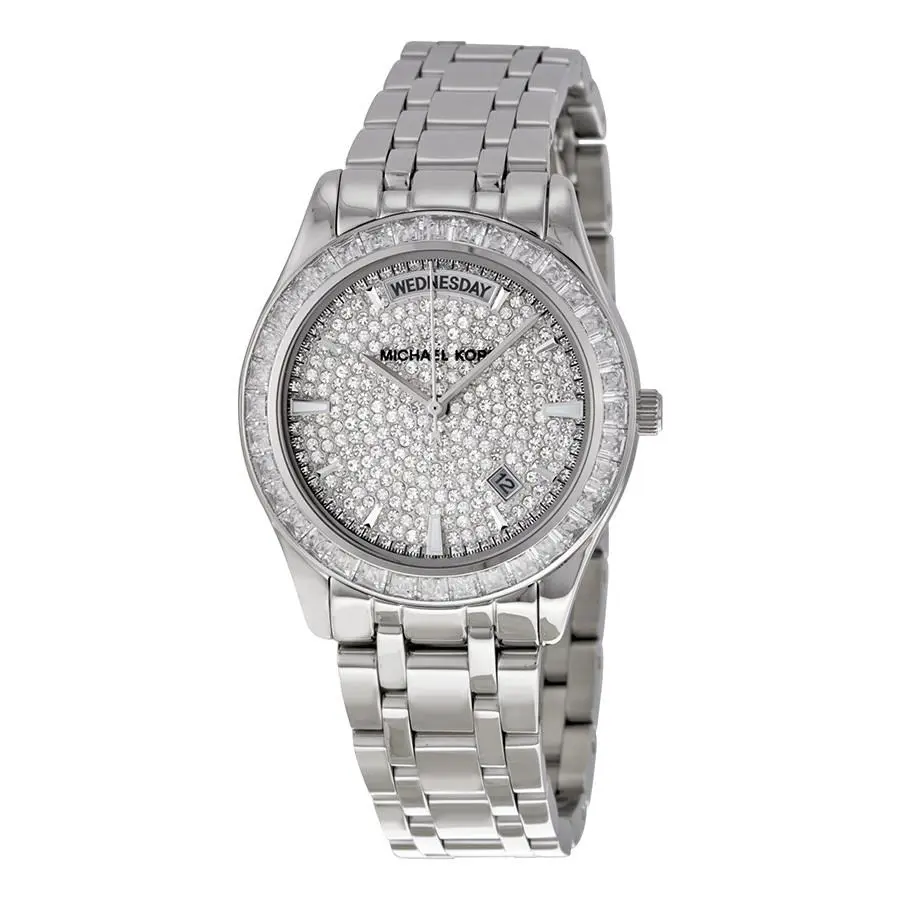 Michael Kors Kiley Silver Tone Crystals Glitz Pave S/steel Small WATCH-MK6144