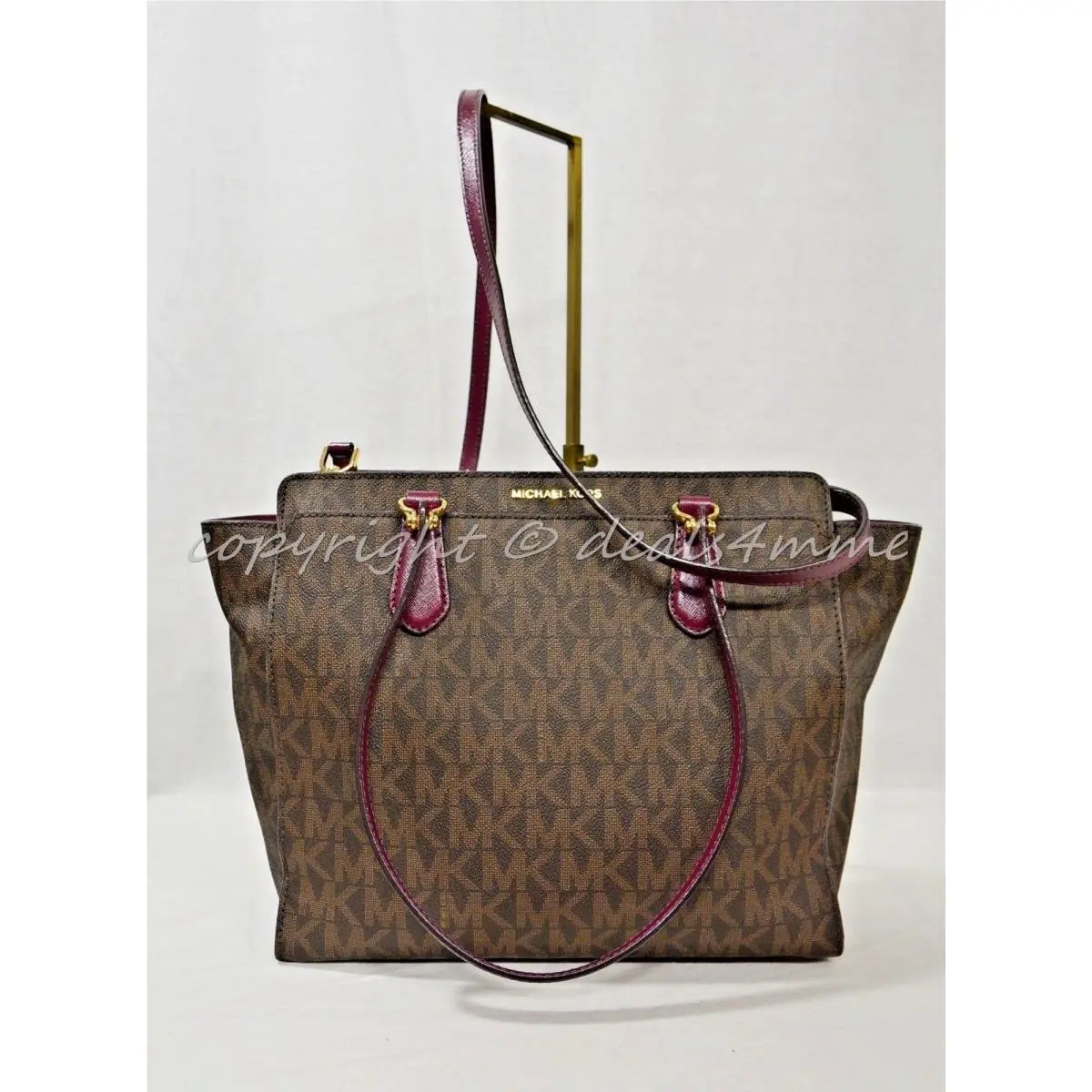 Dee Dee Large Convertible Tote/shoulder Bag Signature Brown MK Plum by Michael Kors