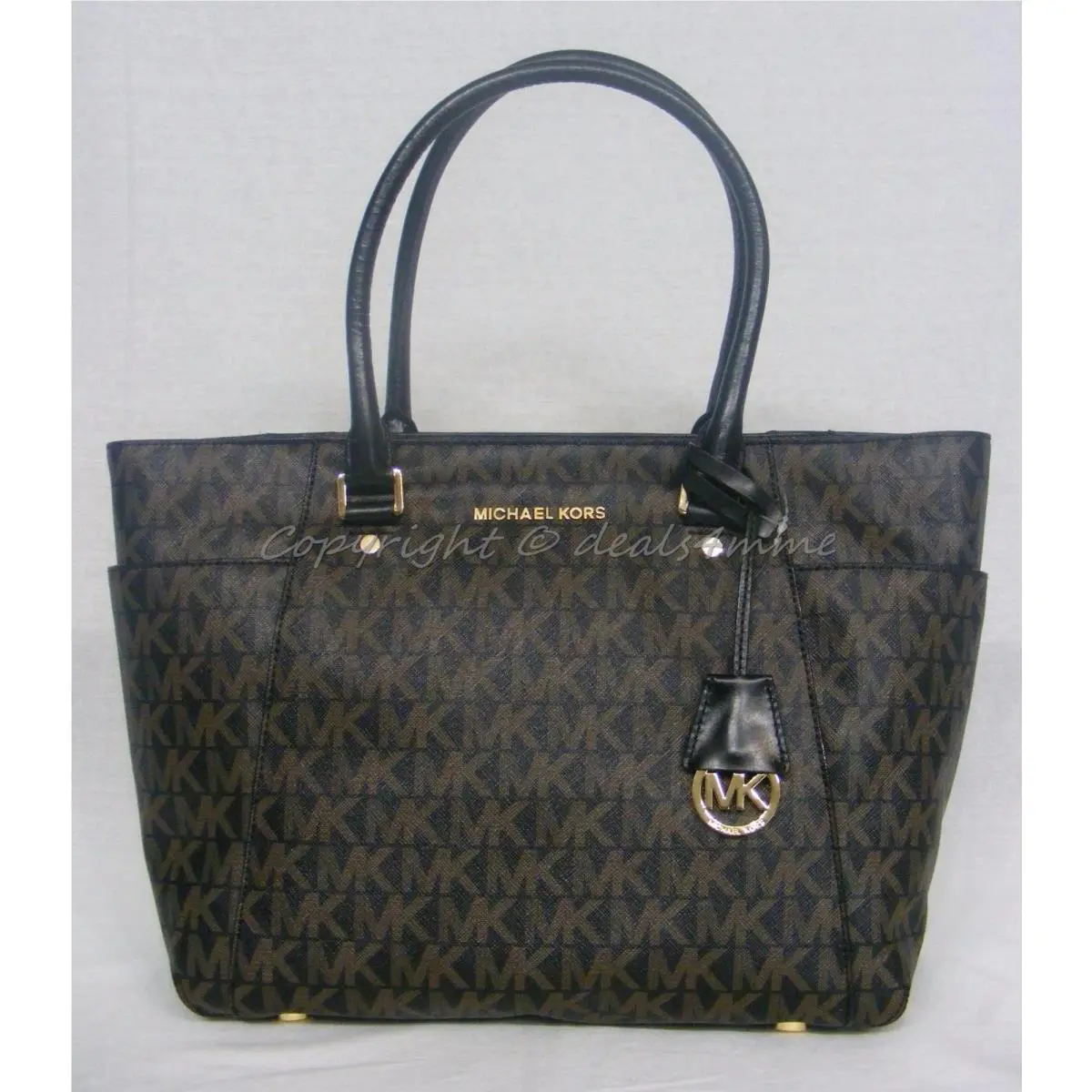 Michael Kors Jet Set Large East West Tote Saffiano Leather. Black/dark Brown