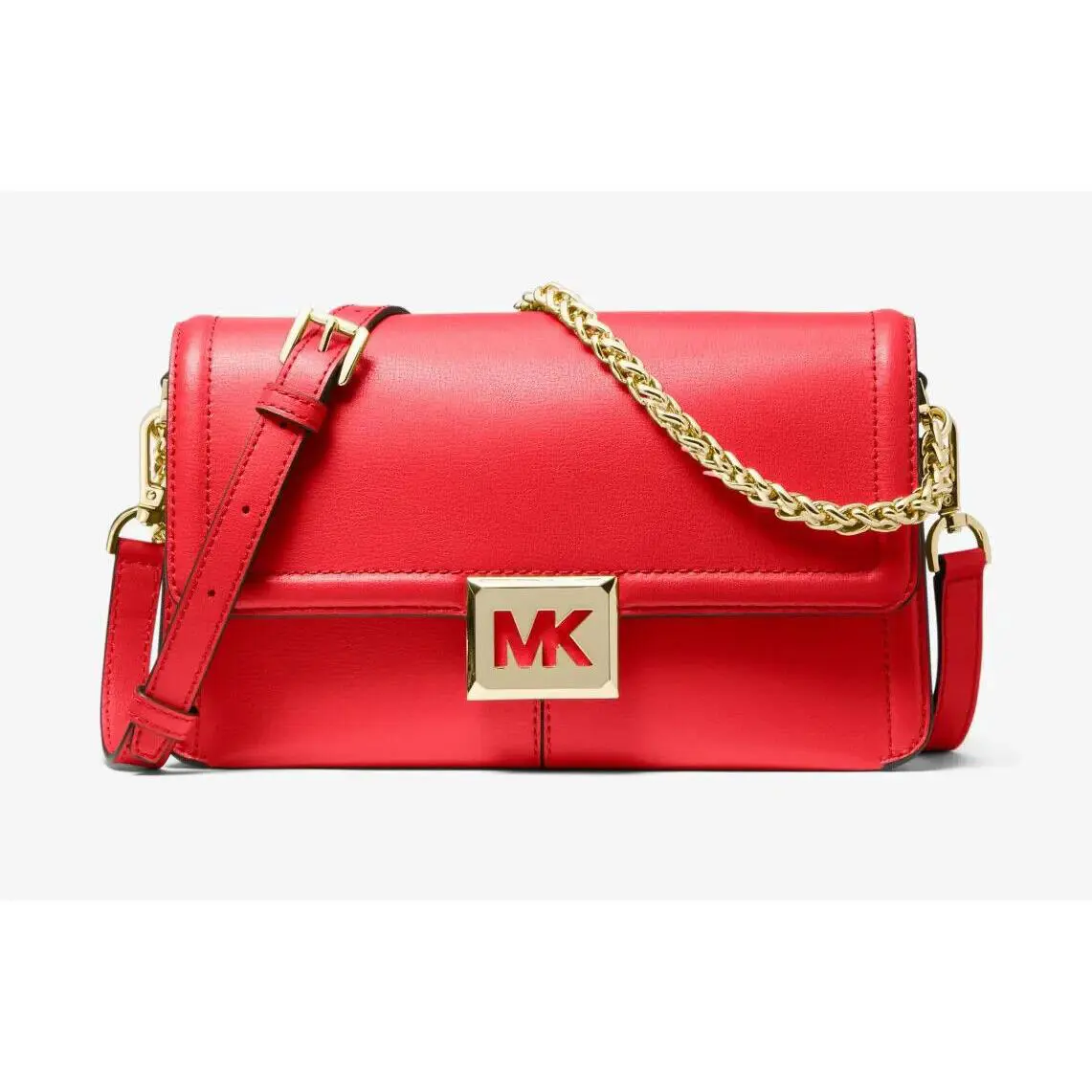 Michael Kors Sonia Dark Sangria Red Gold Tone Medium Leather Shoulder Bag Clutch