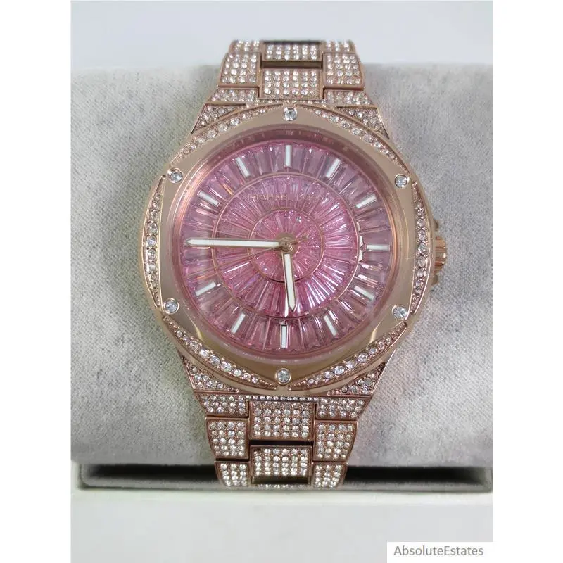 Lennox Pave Glitz Pink Crystal Rose Gold Watch MK6992 + Box by Michael Kors