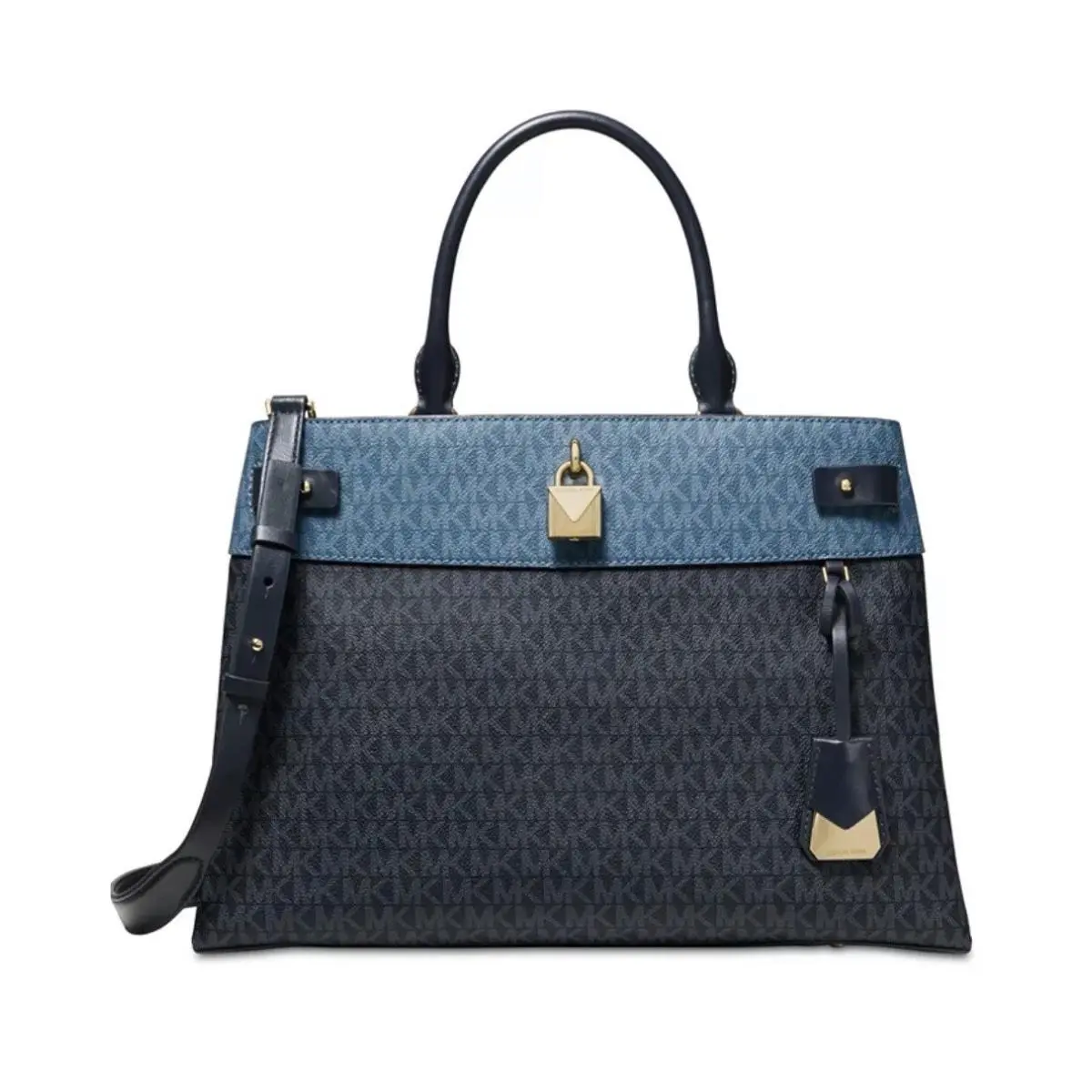 Michael Kors Gramercy Signature Satchel Dark Chambray/multi Gold