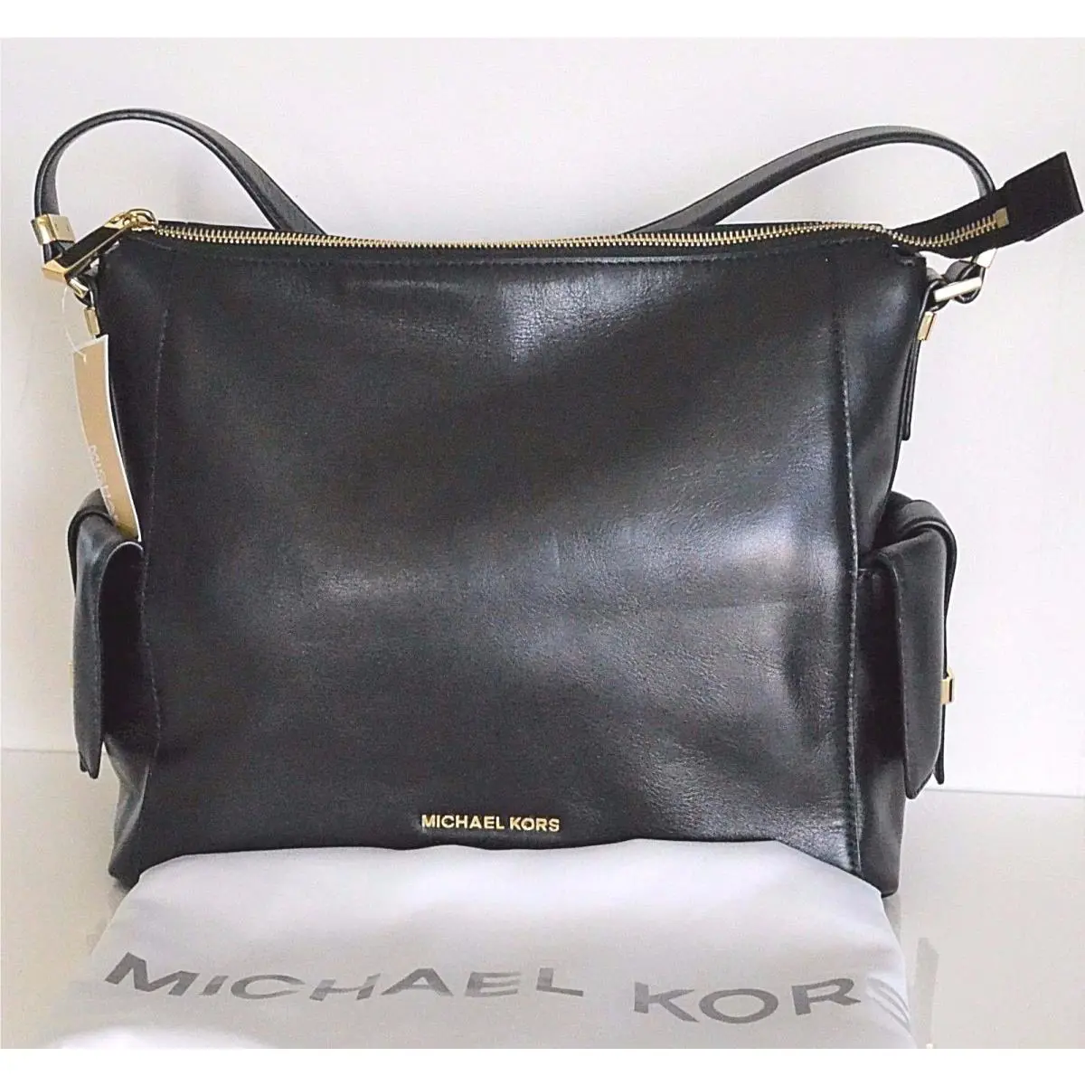 Michael Kors Marly Large Leather Shoulder Bag Black