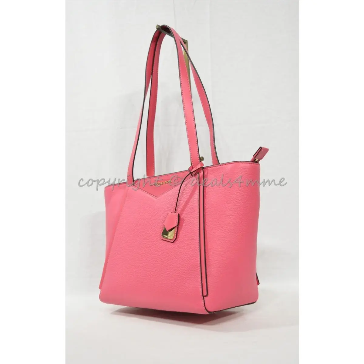 Michael Kors Whitney Small Pebbled Leather Tote Shoulder Bag. Rose Pink