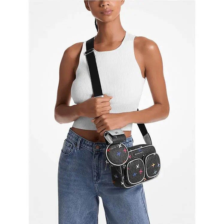 Michael Kors Medium Crossbody Bag Handbag Purse Messenger Shoulder in Black