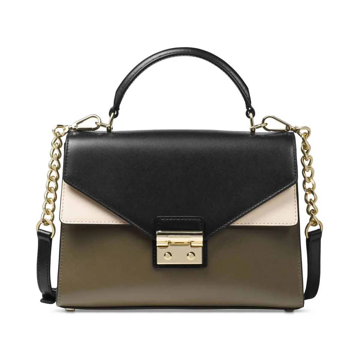 Michael Kors Sloan Medium Top-handle Satchel Purse / Bag Olive Black Ecru - Olive Black Ecru
