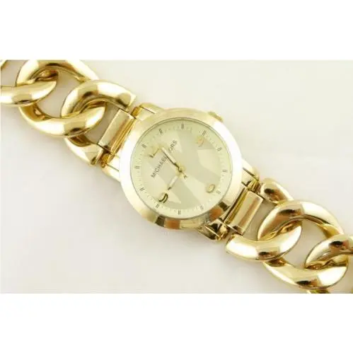 New-michael Kors Runway Twist Gold Tone Chain Round Gold Dial Watch MK3161+BOX by Michael Kors