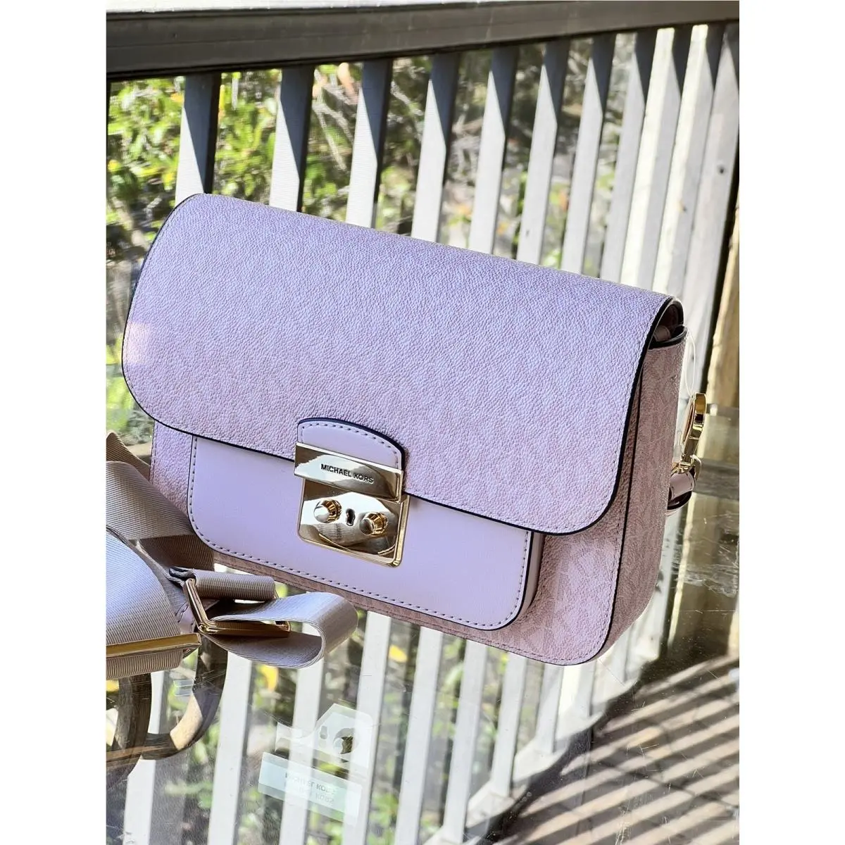 Michael Kors Sloan Medium Flap Messenger Dark Powder Blush Pink MK