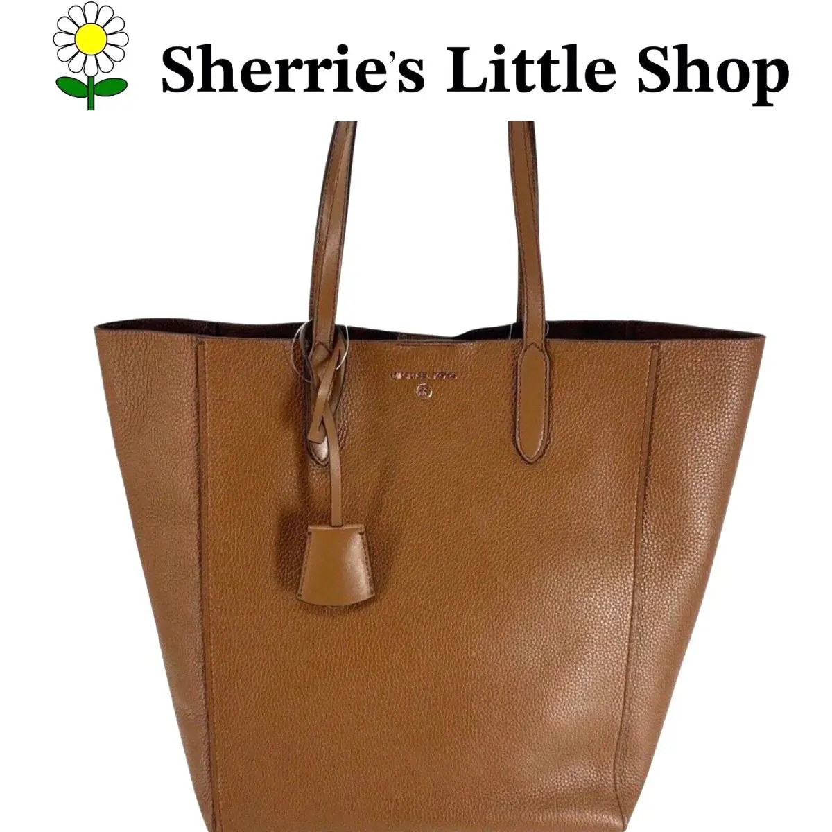 Michael Kors Sinclair Brown Luggage Pebble Leather Shopper Tote Handbag