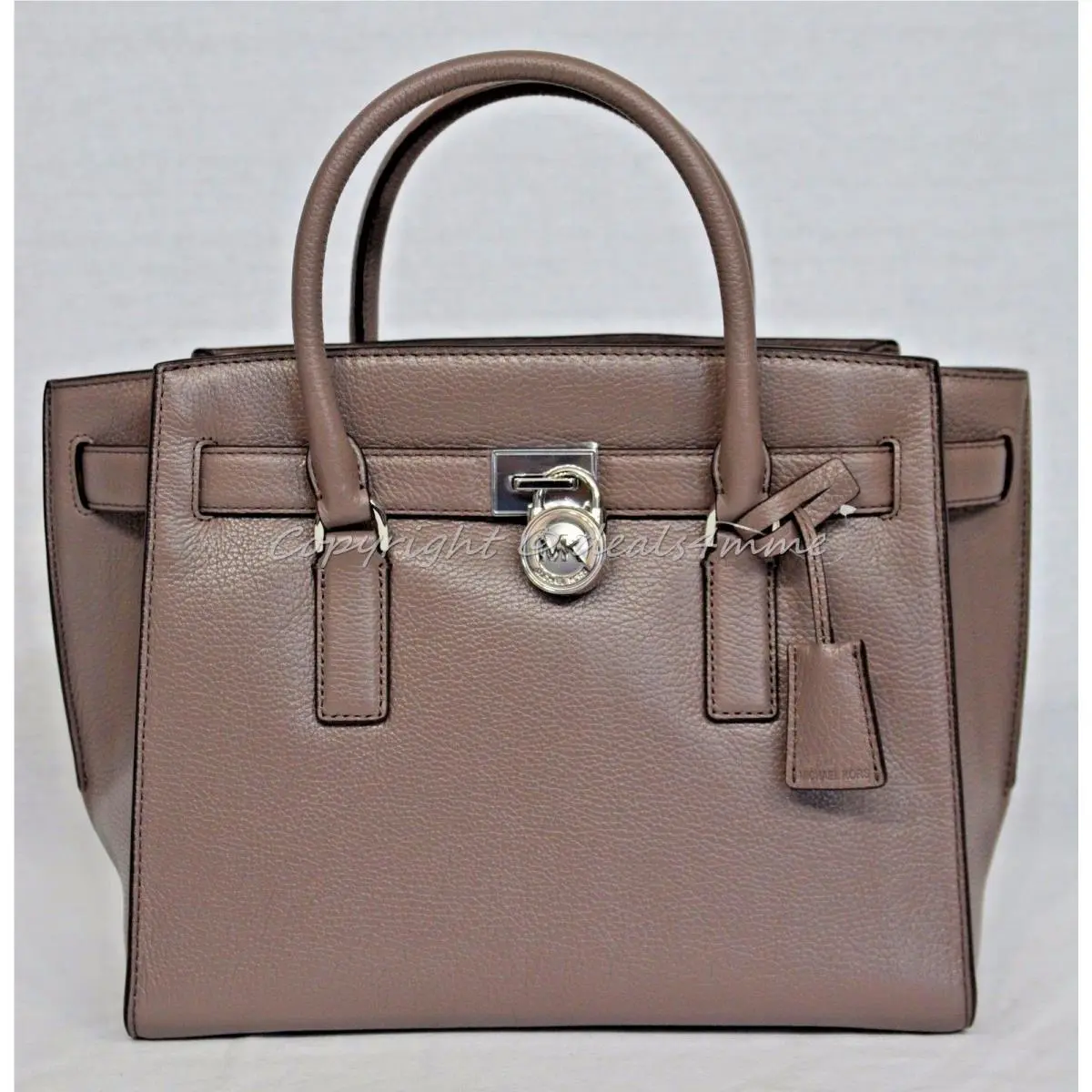Michael Kors Hamilton Traveler Large Leather Satchel Cinder -greyish Taupe