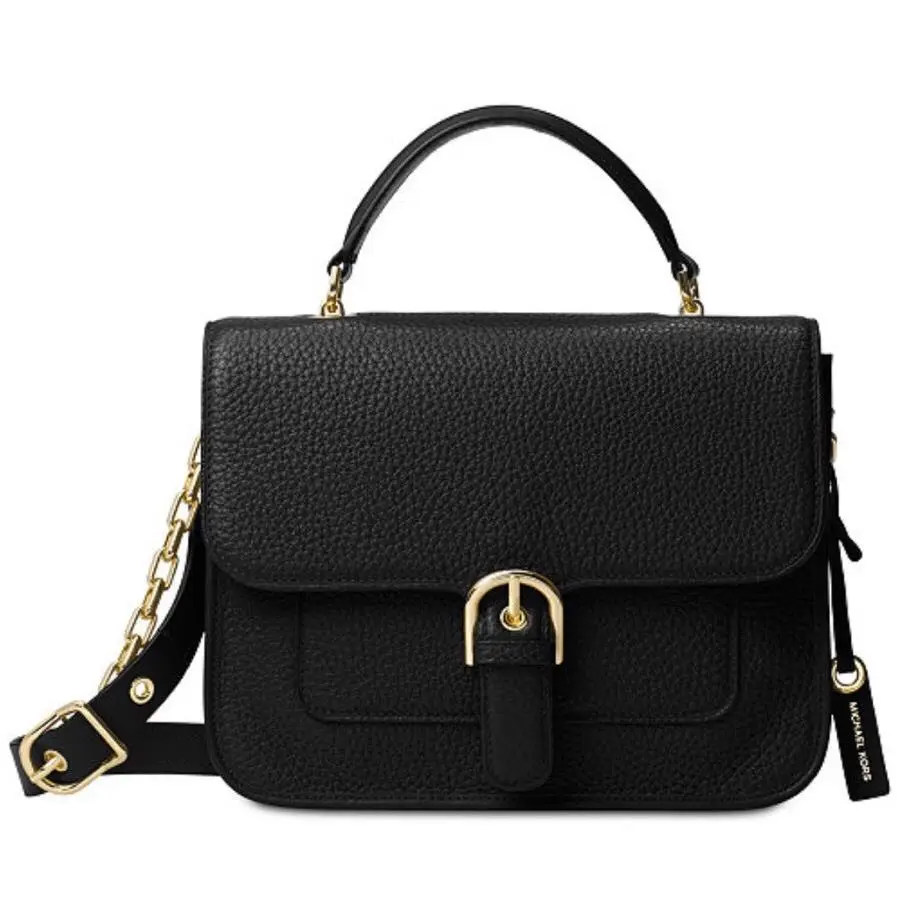 Michael Kors Cooper Large Black Matte Pebble Leather School Yard Satchel Bag