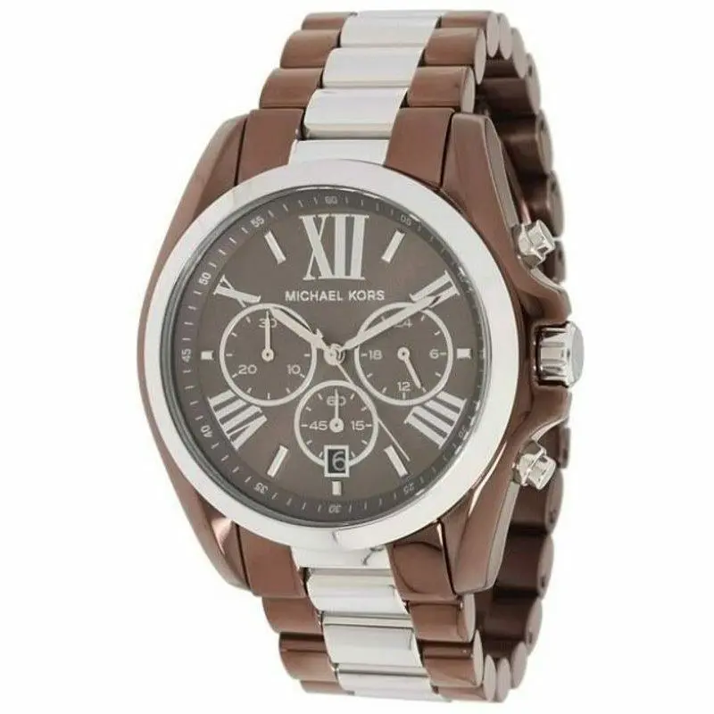 Michael Kors Bradshaw 2 Tone Brown+silver Roman Numbers WATCH-MK5664