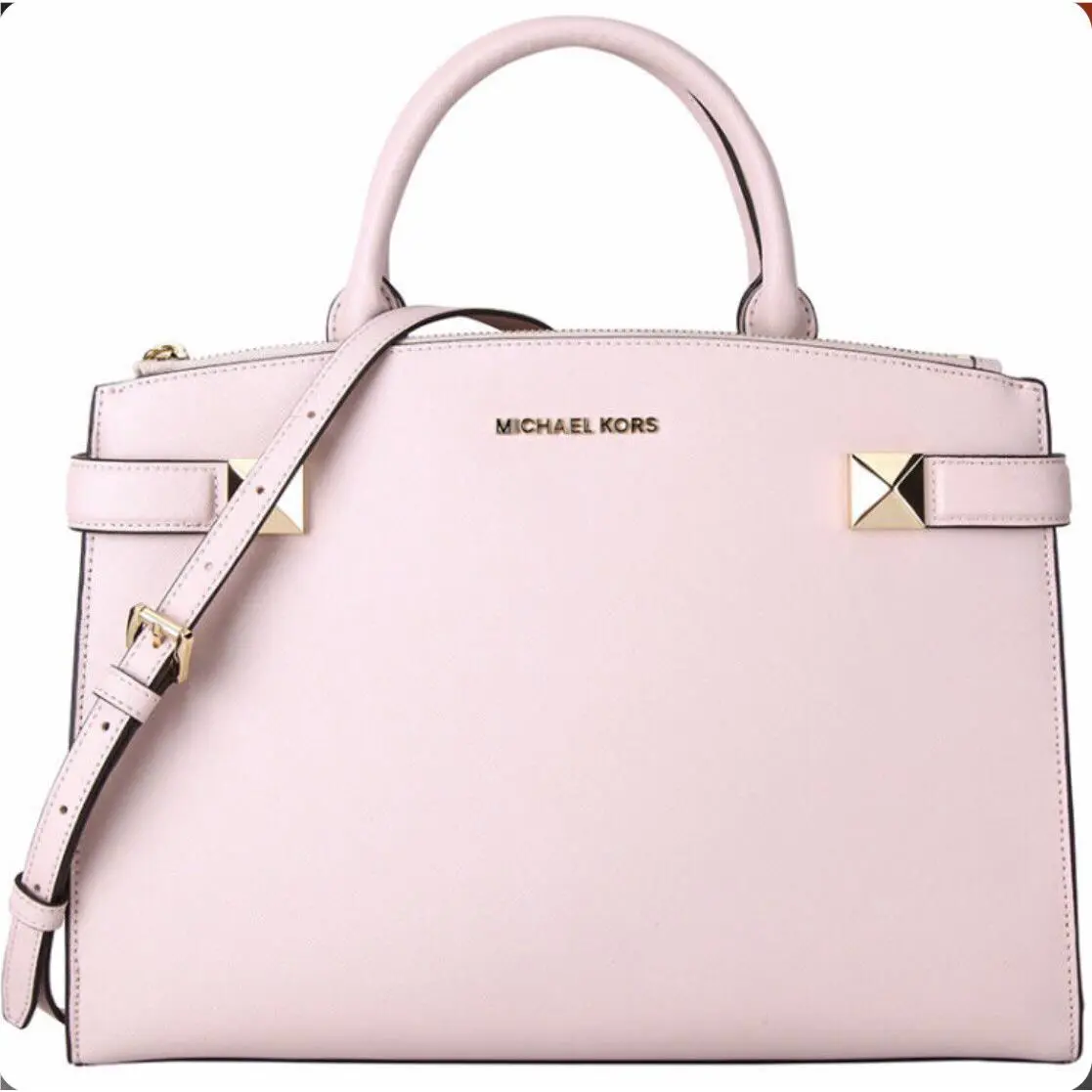 Womans Michael Kors Pink Blossom Karla Medium EW Blossom Satchel Handbag Bag