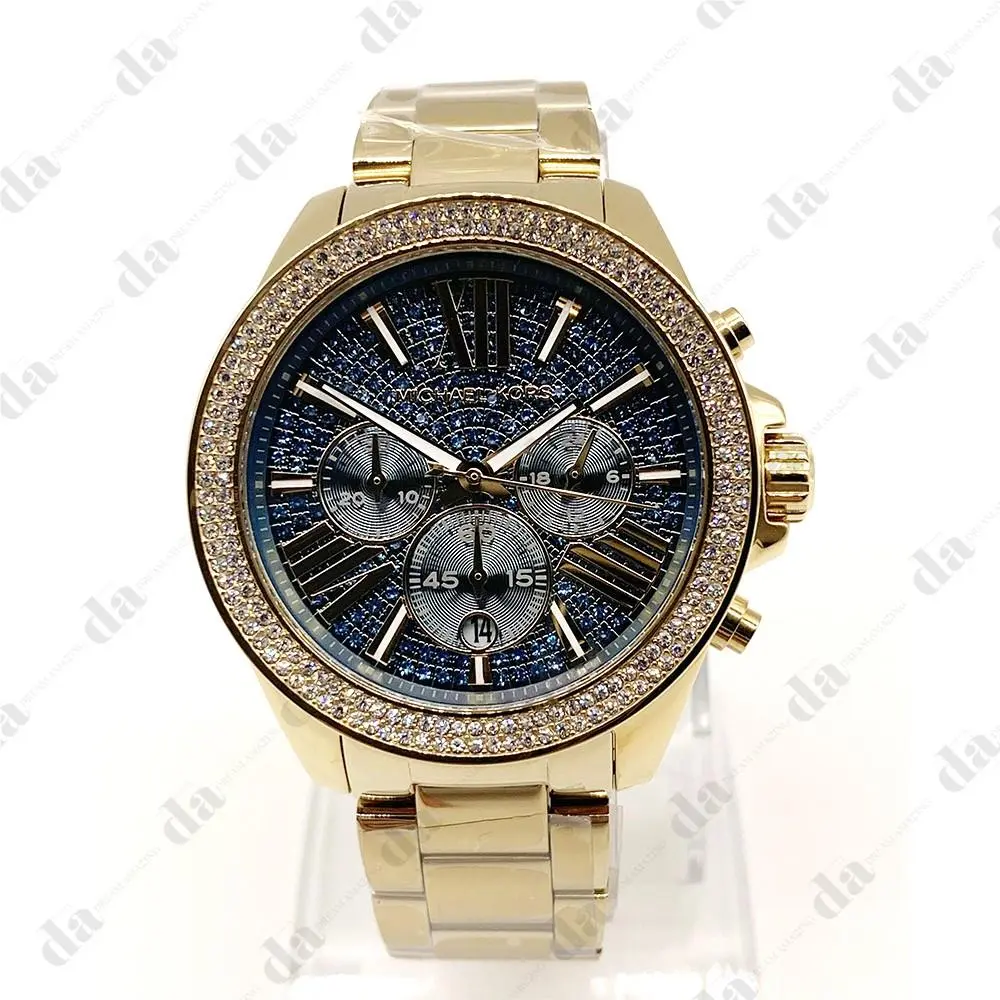 Michael Kors MK6291 42mm Wren Blue Crystal Glitz Chronograph Women`s Watch