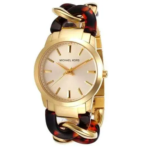 Michael Kors Lady Nini Tortoise S Steel Gold 2 Two Tone Watch MK4279