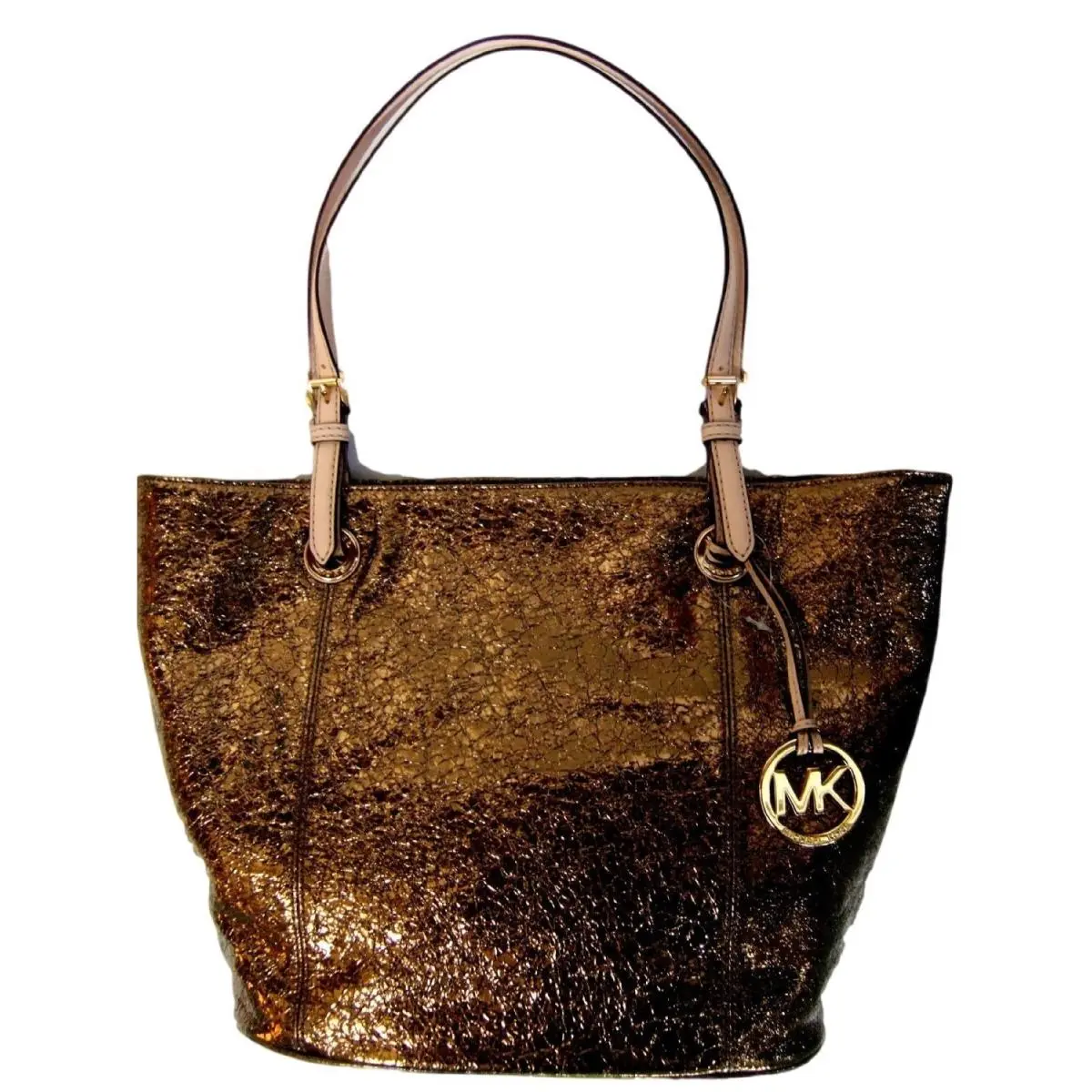 New-michael Kors Jet Set Item Metallic Bronze Leather Large Tote Hand Bag Purse by Michael Kors
