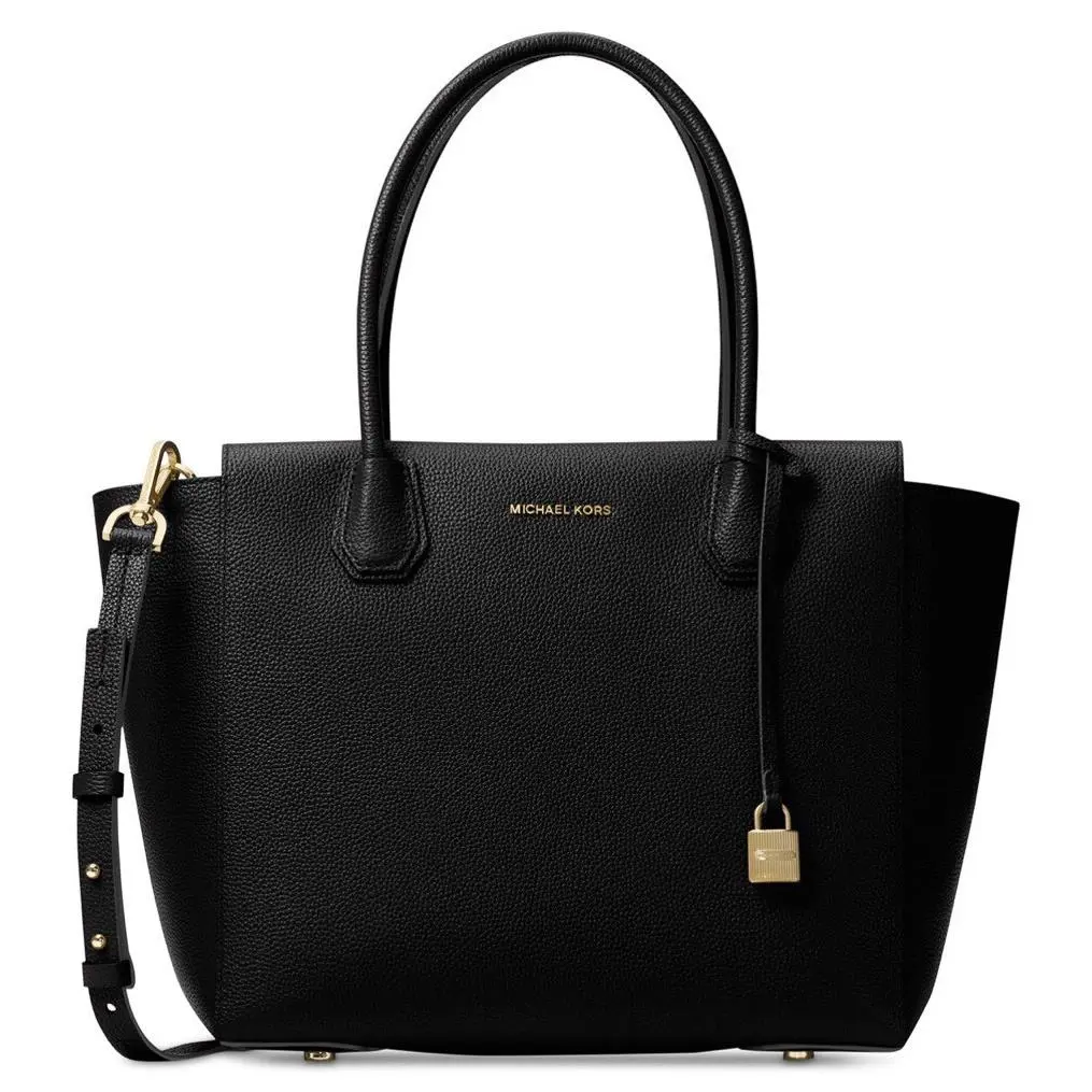 Michael Kors Studio Mercer Large Leather Satchel Crossbody Tote Black Bag