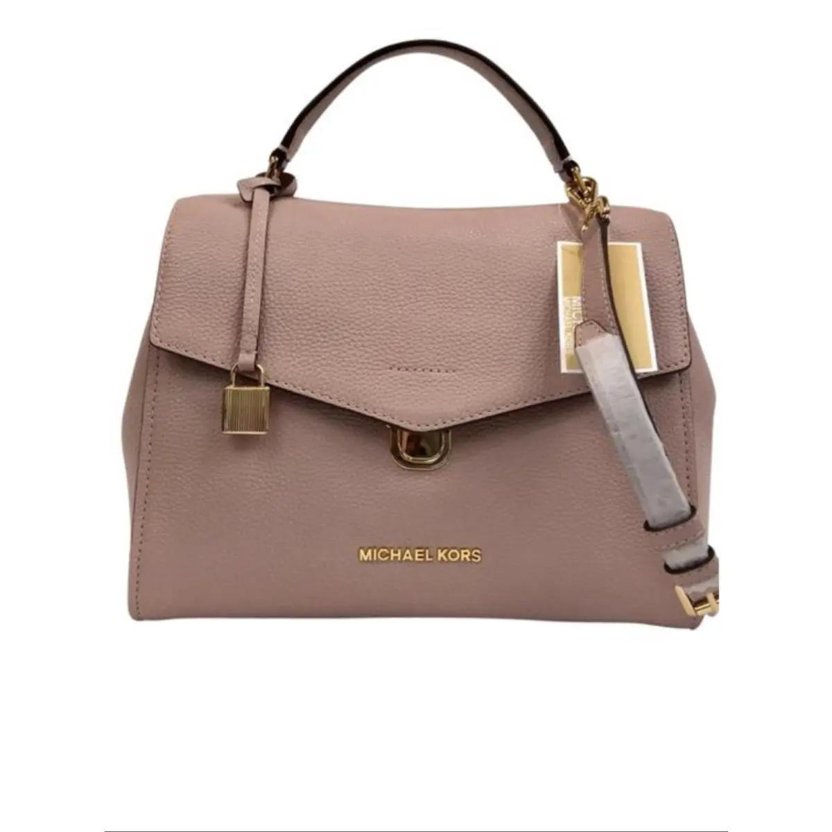 Michael Kors Bristol MK TH Flap Satchel Bag Pink Oleander Leather 38S9XZKS2L
