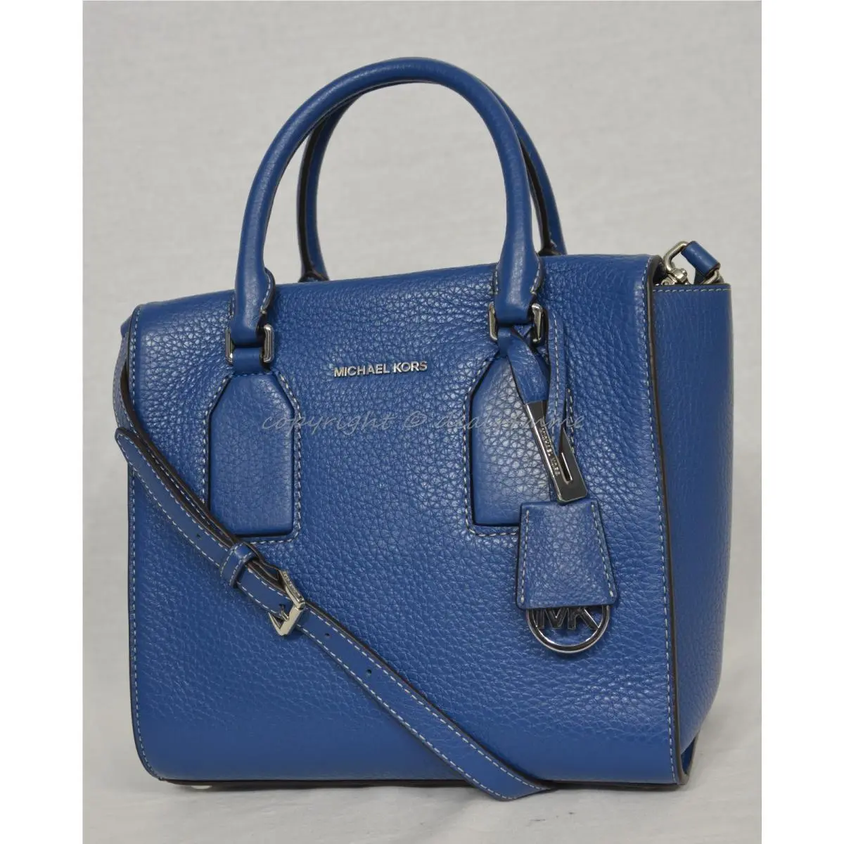 Michael Kors Selby Medium Leather Satchel/crossbody Bag in Steel Blue