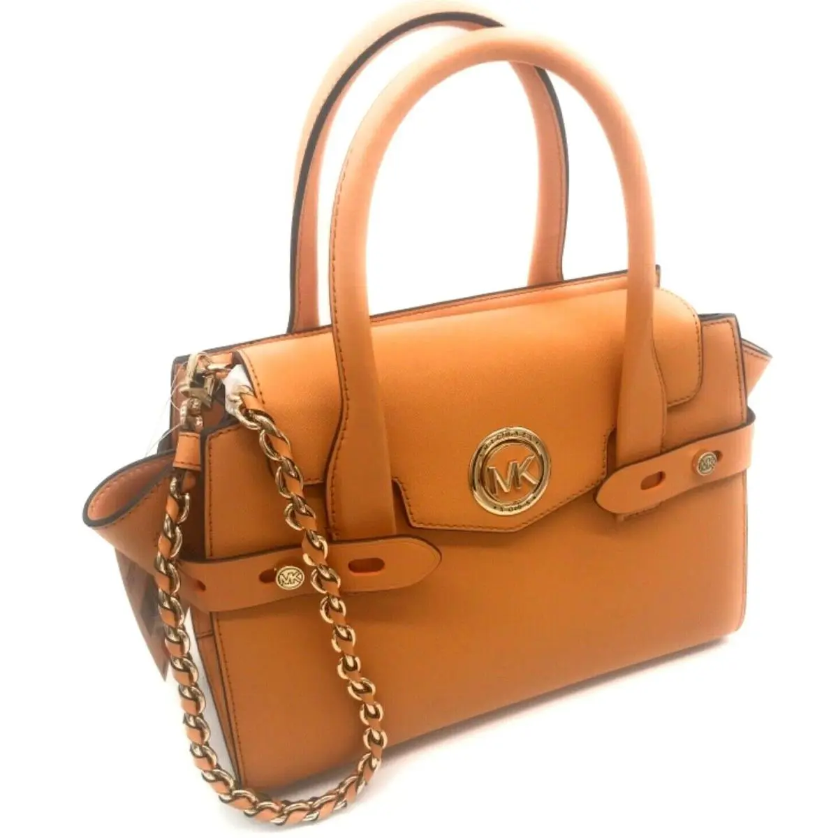 Michael Kors Small Flap Carmen Medium Satchel Conv Shoulder Bag Citrus Saffiano - Exterior: Citrus