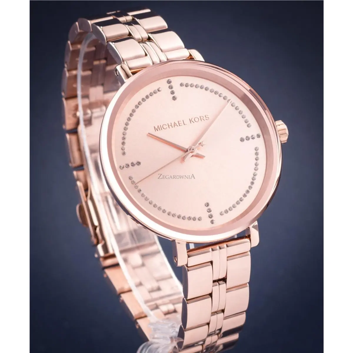 Michael Kors Bridgette Rose Gold Tone Crystal Bracelet Watch MK3793