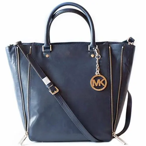 Man Navy Blue Leather Large Tote Shoulder Bag Crossbody by Michael Kors