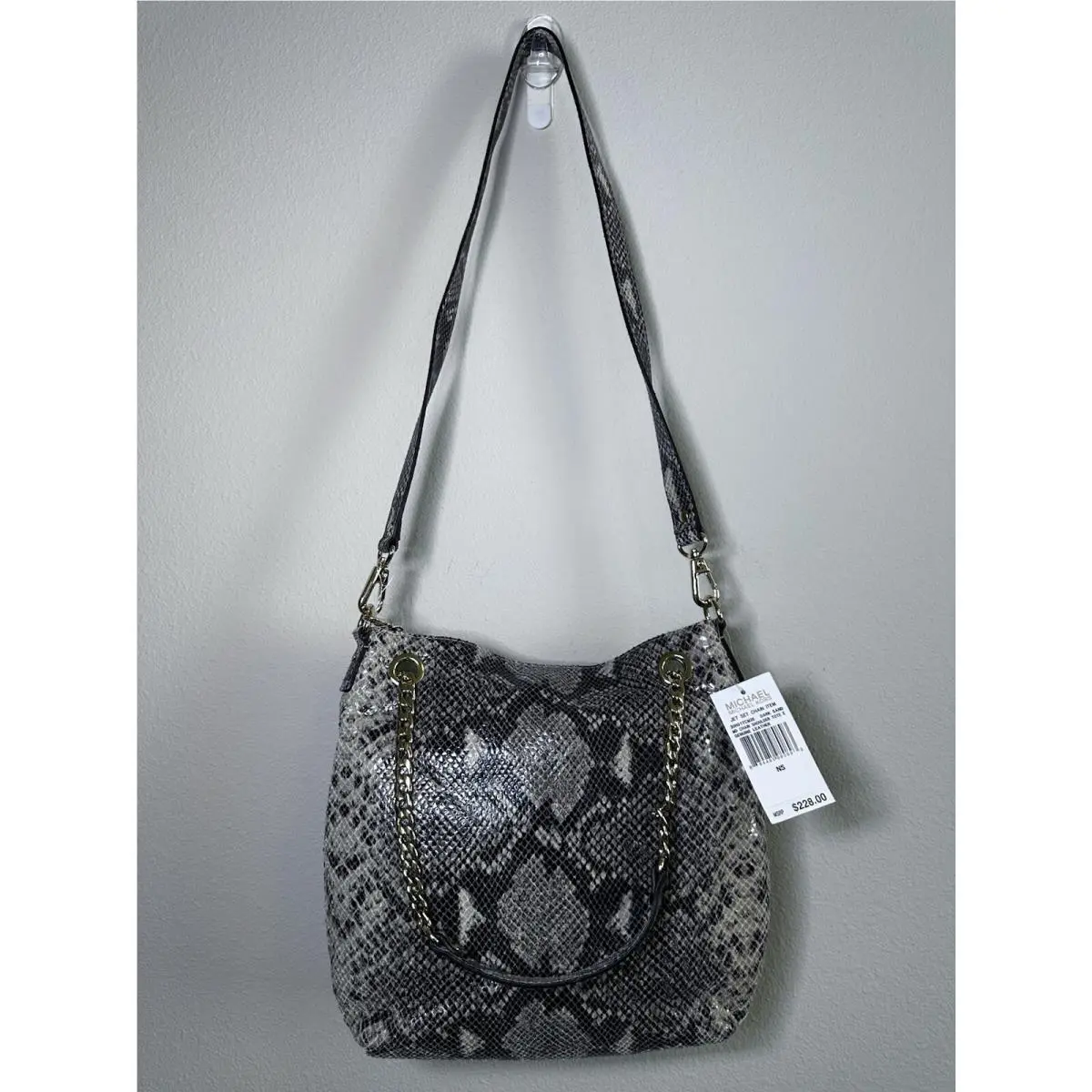 Chain Python Print Leather Jet Set Convertible Shoulder Bag by Michael Kors