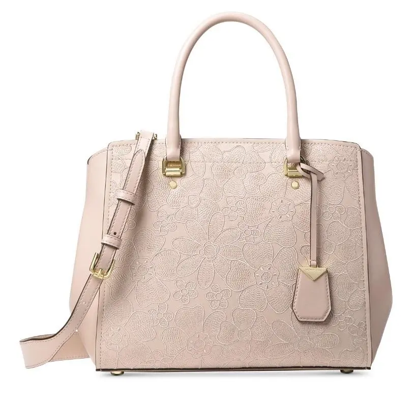 Michael Kors Benning Large Satchel Soft Pink Leather Floral Bag